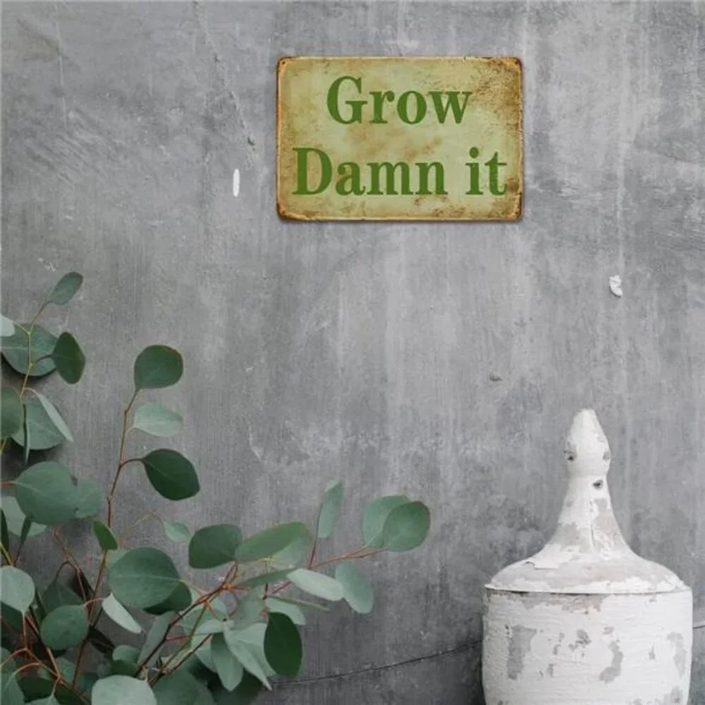 Garden Sign Funny Tin Signs Vintage Metal Garden Sign Grow Damn It Gardening